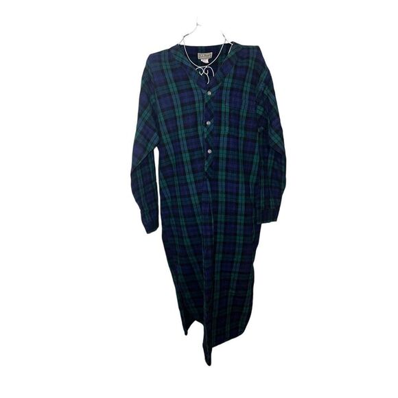 VINTAGE L.L. Bean Plaid Tartan Flannel Night Shirt Nightgown LL Bean Mens VTG 19 - Picture 2 of 10